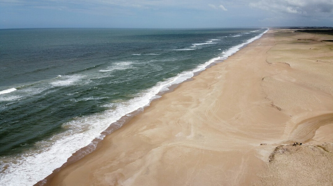 Aerial view of José Ignacio coastline at golden hour
